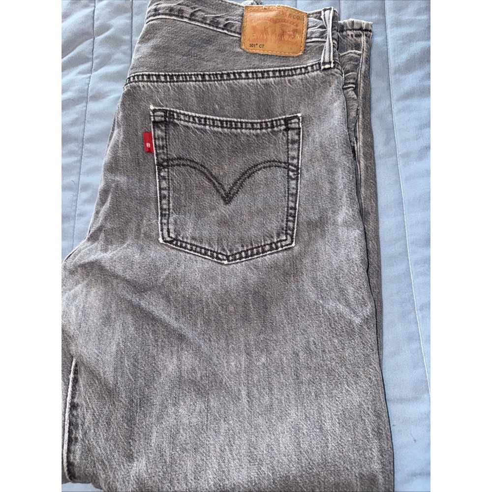 Levis 501 CT Jeans Mens W31 L32 Grey Tapered Button Fly Denim